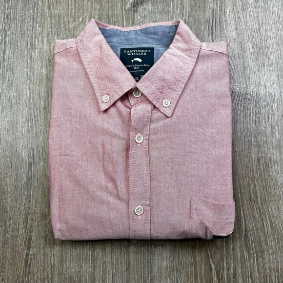 Nantucket Whaler Button Down Shirt Men’s Size XL Salmon Pink Embroidered Patch - Picture 1 of 13